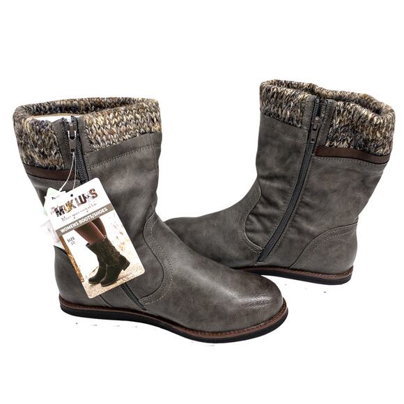 Muk Luks Gray Davey Mid Height Winter Boots  Women's size 10 - Picture 1 of 8